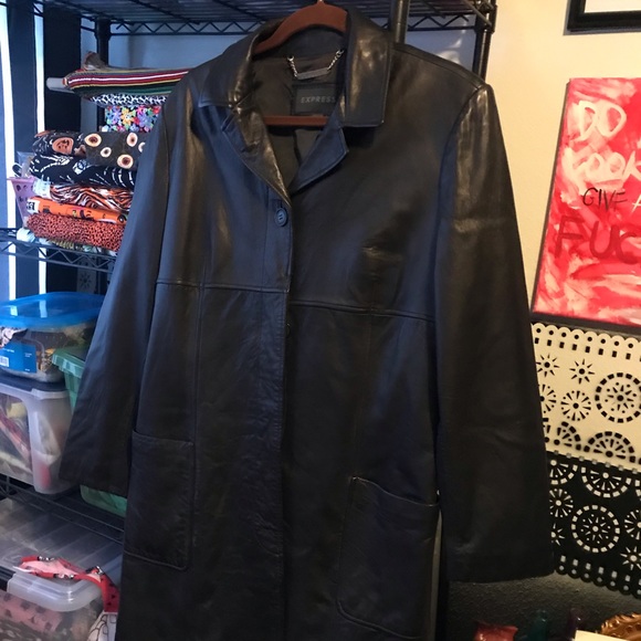 Vintage Express leather long coat - Picture 1 of 6